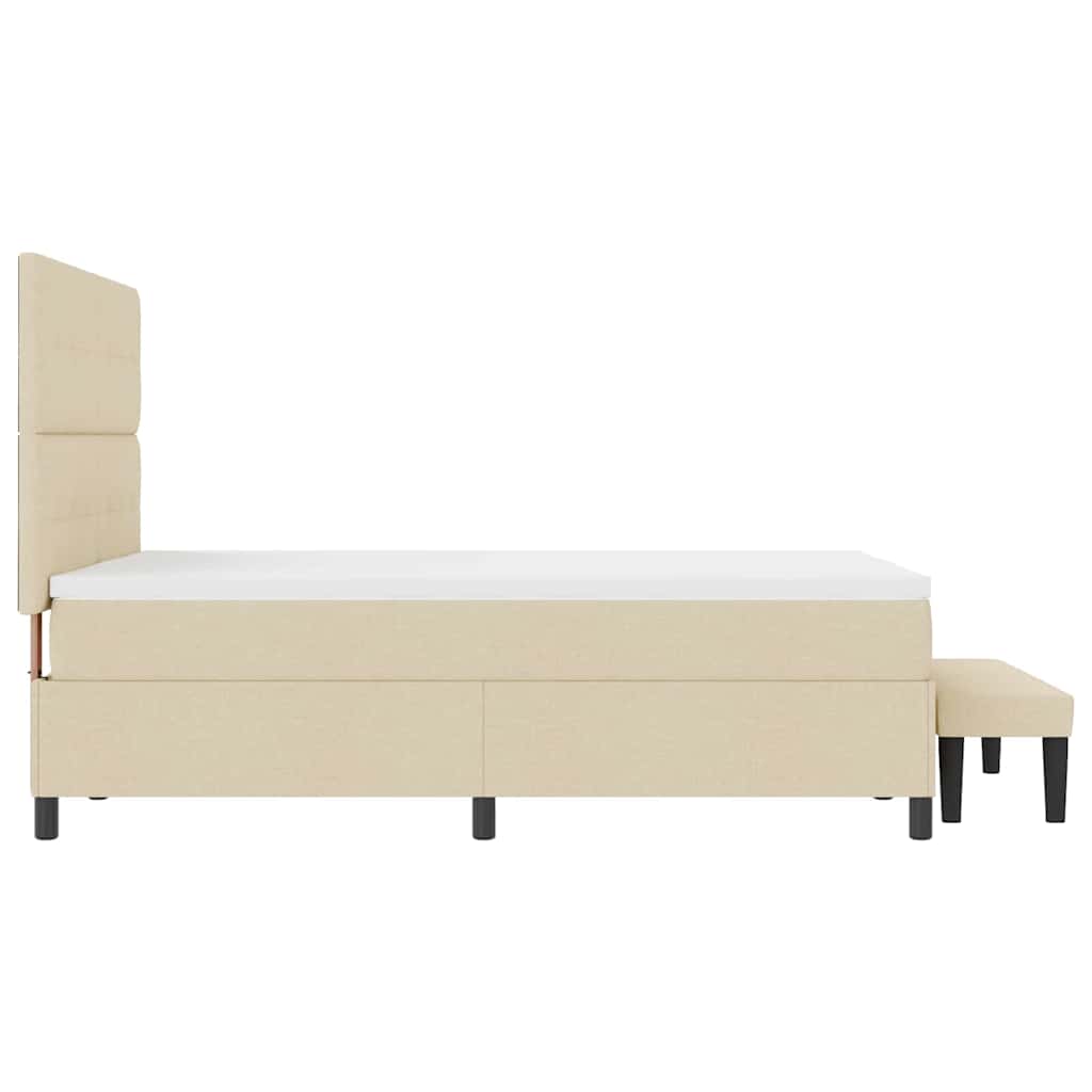 Box Spring Bed with Headboard Cream 140 x 190 cm Fabric