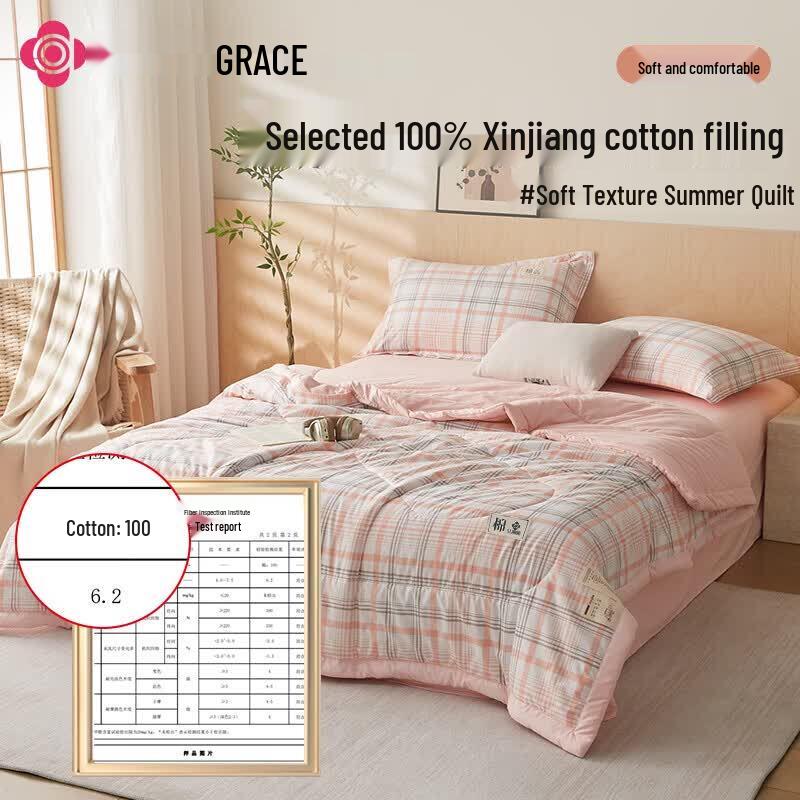 Летнее одеяло Grace Creamy Cat из чистого хлопка