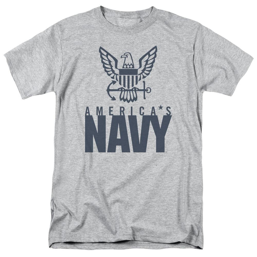U.S. Navy Eagle Logo T Shirt Mens Licensed USN USA Military Tee Sport Gray S