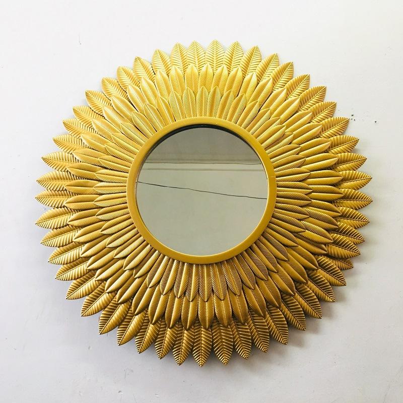 European Feather Hanging Mirror, Home Background Wall Decoration, Creative Entryway Wall Decoration, Dining Side Hanging Mirror,