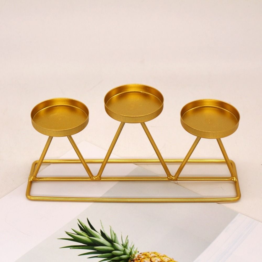 

Heat-resistant Three-head Candlestick Stand Durable Geometric Dining Candle Party Table чёрный