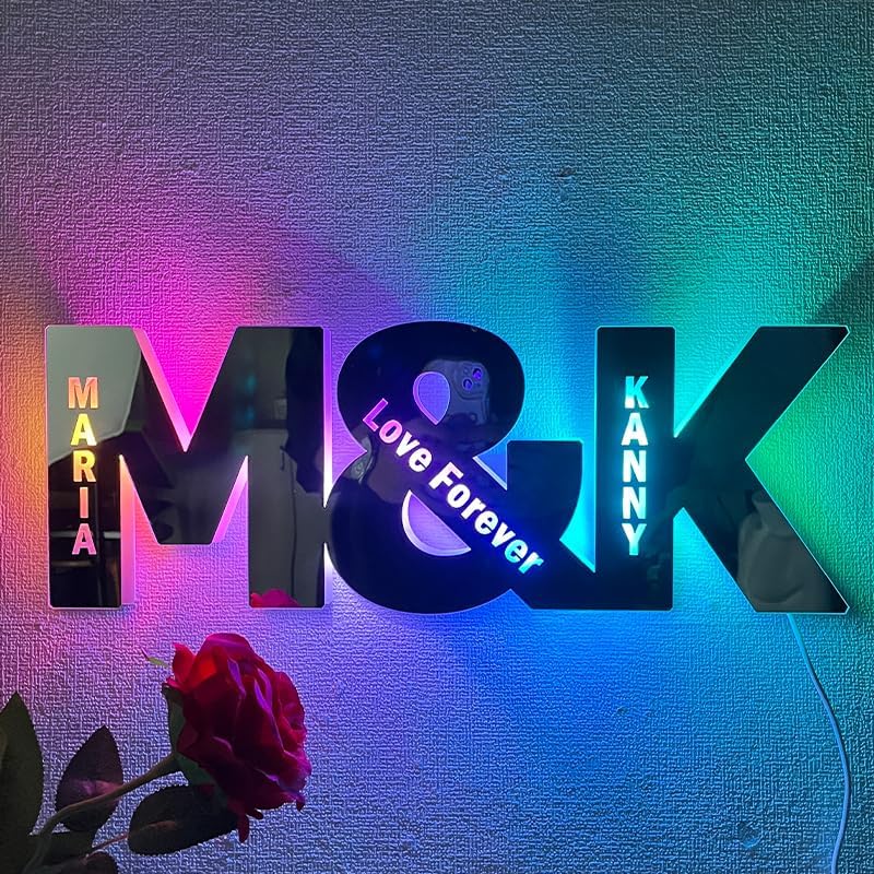 Personalized Alphabet Heart Photo Lights, Letter Collage Heart Night Lamp Bedside Table Lamp, Photo Frame Collage for Family Pictures Gift for Mom