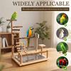 Wooden Parrot Play Stand Multi Level Parrot Playground with Ladder Swing and Feeding Cup Bird Toys Birdcage Accessories for Pet
