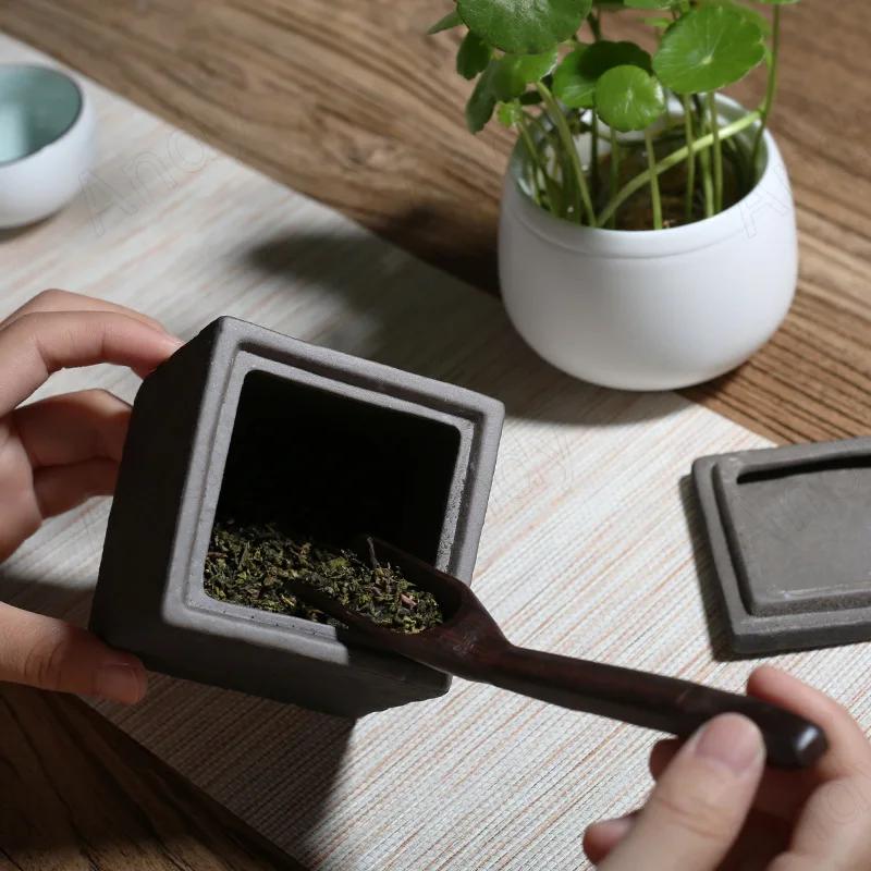 Retro Hand Scrub Decor Jar Coffee Table Tabletop Tea Caddy Home Decor Creative Ceramic Storage Jar Bedroom Cosmetic Container