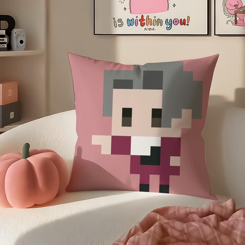 AAce Attorney Cushion Cover Pillowcase Short Plush Invisible Zipper Room Sofa Cushion Cover