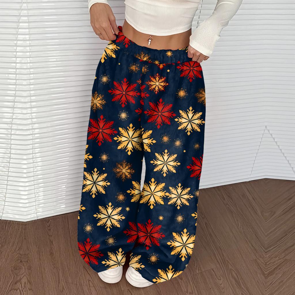 Women's Casual And Fashionable Elastic Waist Loose Wide Leg Pants