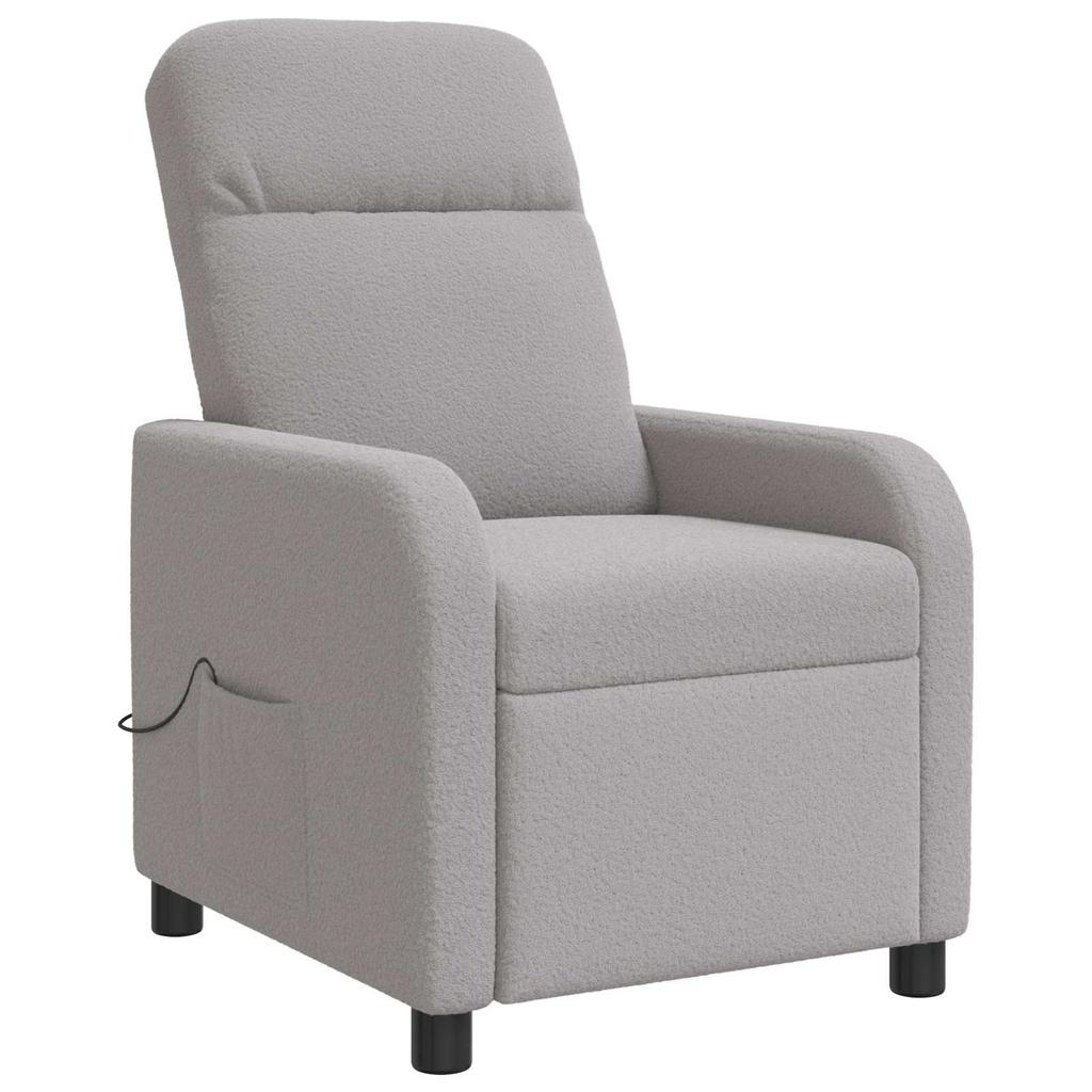 Massage Recliner Light Gray Boucle