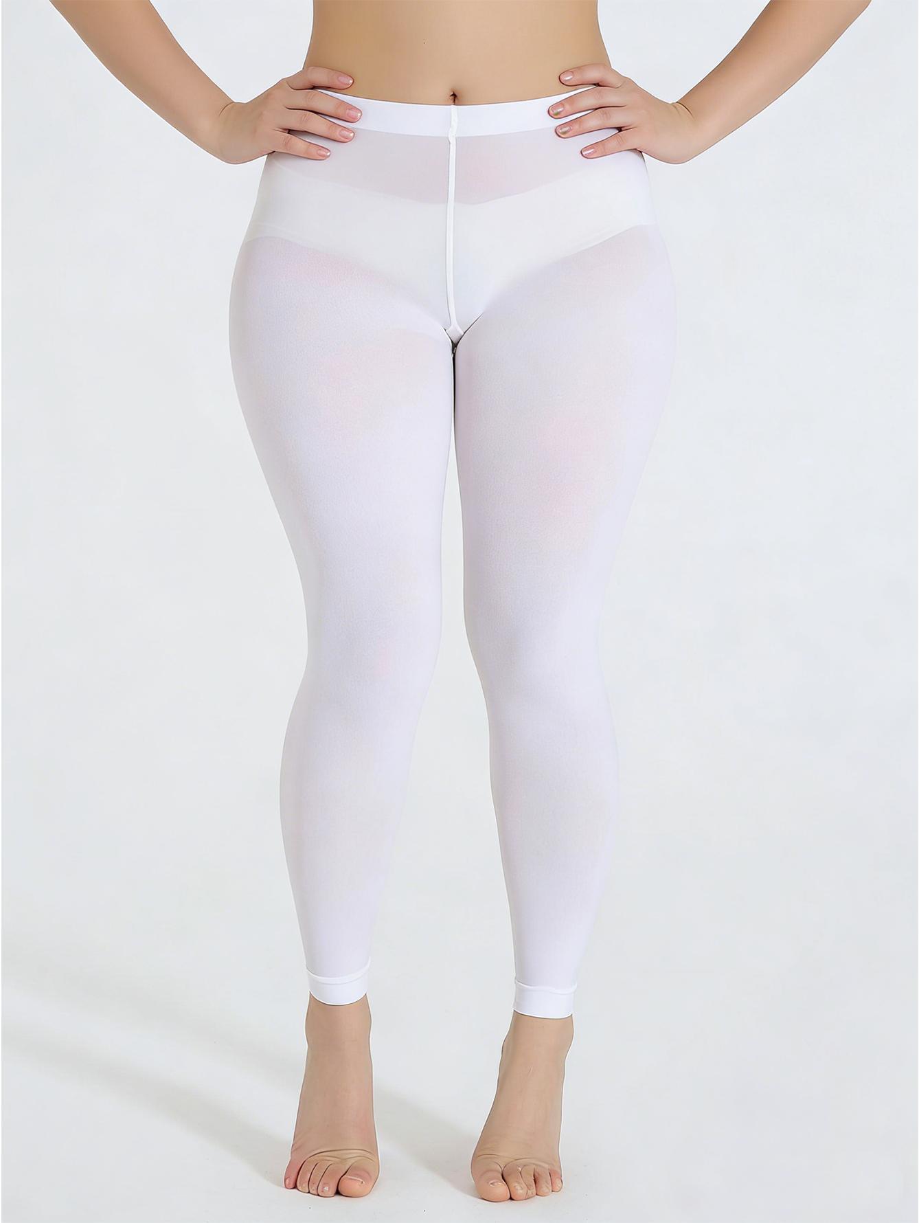 1 Pair Women White Leggings Stretchy Footless White Tights Pantyhose Stockings Women S Socks S
