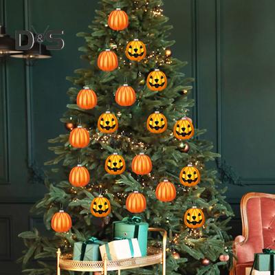 24 Pcs Pumpkin Hanging Ball Halloween Jack-O-Lantern Hanging Ornament Shatterproof Festive Decorative Ball for Christmas Tree Home Party Decor