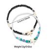 2 Pieces of Ocean Style Black and White Bead Mixed with Turquoise Starfish Double-layer Layered Women's Ankle Chains