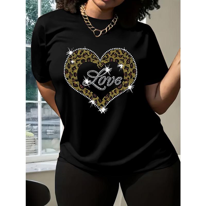 

European Size Ladies Elegant Printed T-Shirt - Summer Fashion, Fashion Design, Comfortable and Breathable, Casual and Stylish Women s Clothing 4XL чорний