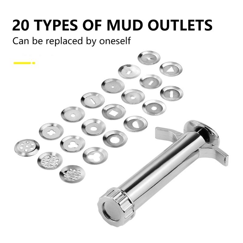Stainless Steel Clay Extruder with 20 Tip Sugar Paste Extruder Clay Cutter Tool For Fondant Cake Decorating Clay Craft