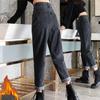 2022 New Fashion Autumn Winter High Waist Loose Fleece Warm Loose Straight High Casual Denim Pants Plus Velvet Warm Retro Jeans