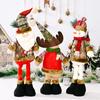Christmas Retractable Doll Ornament Elk Snowflake Plaid Lattice Cloth Fabric Retractable Doll Window Decoration