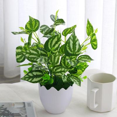 Premium Green Artificial Desktop Plant Ornaments - Silk Grass & Flowers Decor