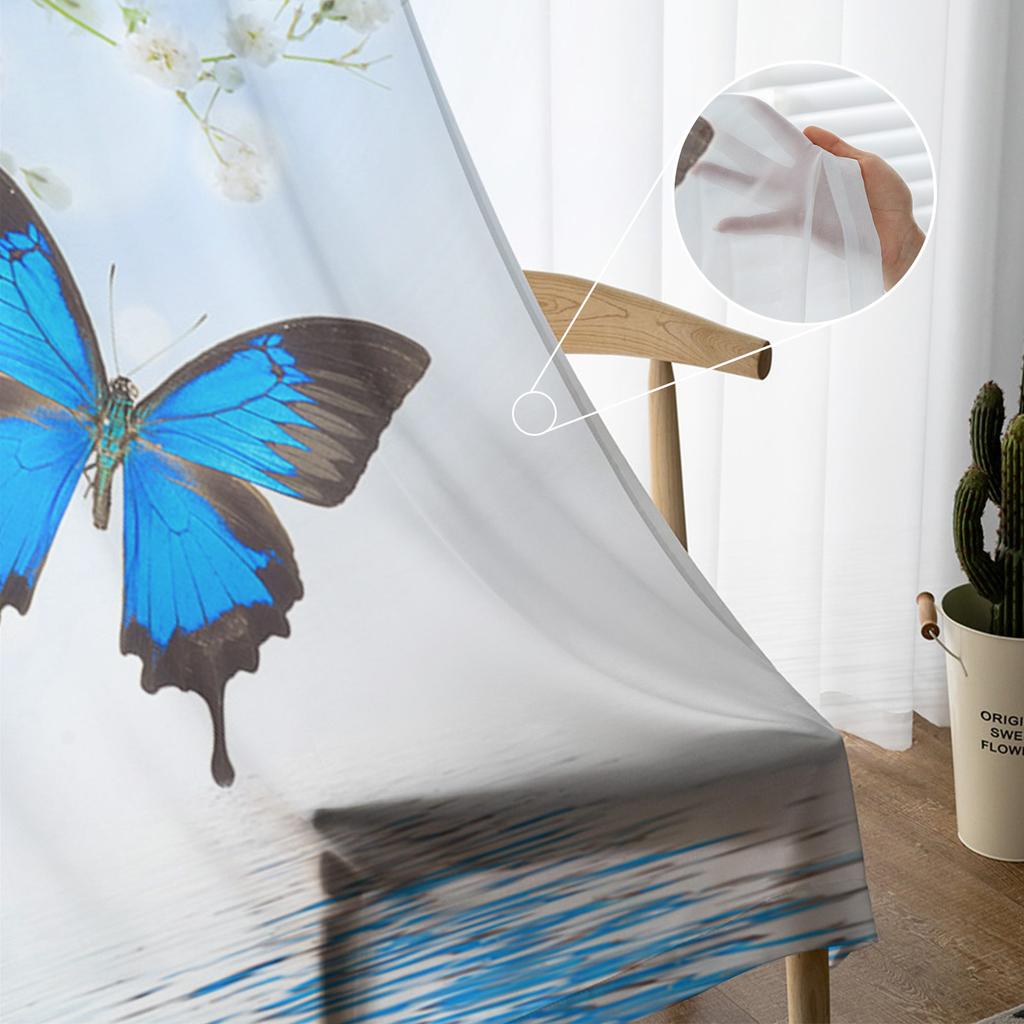 Butterfly Petal Water Pattern Gradient Modern Tulle Curtains For Living Room Bedroom Home Kitchen Window Sheer Curtains