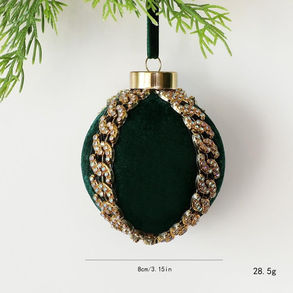 Flocked Velvet Velvet Christmas Ball 8cm Diameter Rhinestone Christmas Balls  Party Decoration