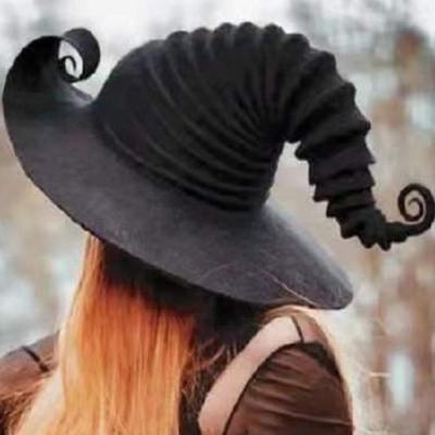 Modischer Hexenhut Schräger Hexenhut Großer Geraffter Halloween Hexenhut Kostüm Requisite