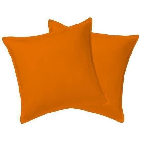 Taies d'oreiller - HOMEROKK - 65x65cm - 100% coton - Orange/Mandarine - Lavable en machine