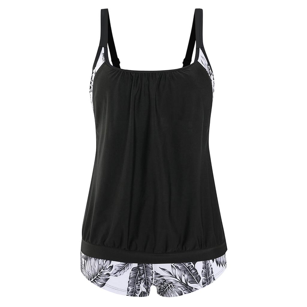 Women’s Tankini Top with Floral Print Hem and Adjustable Straps for Swimming and Beachwear Comfortable Fit