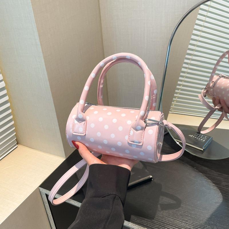 Tragbare Pünktchen-Tasche Neue Mode Vielseitige Unterarmtasche Damen Zarte Schulter Schräg Umhängetasche Zylindertasche