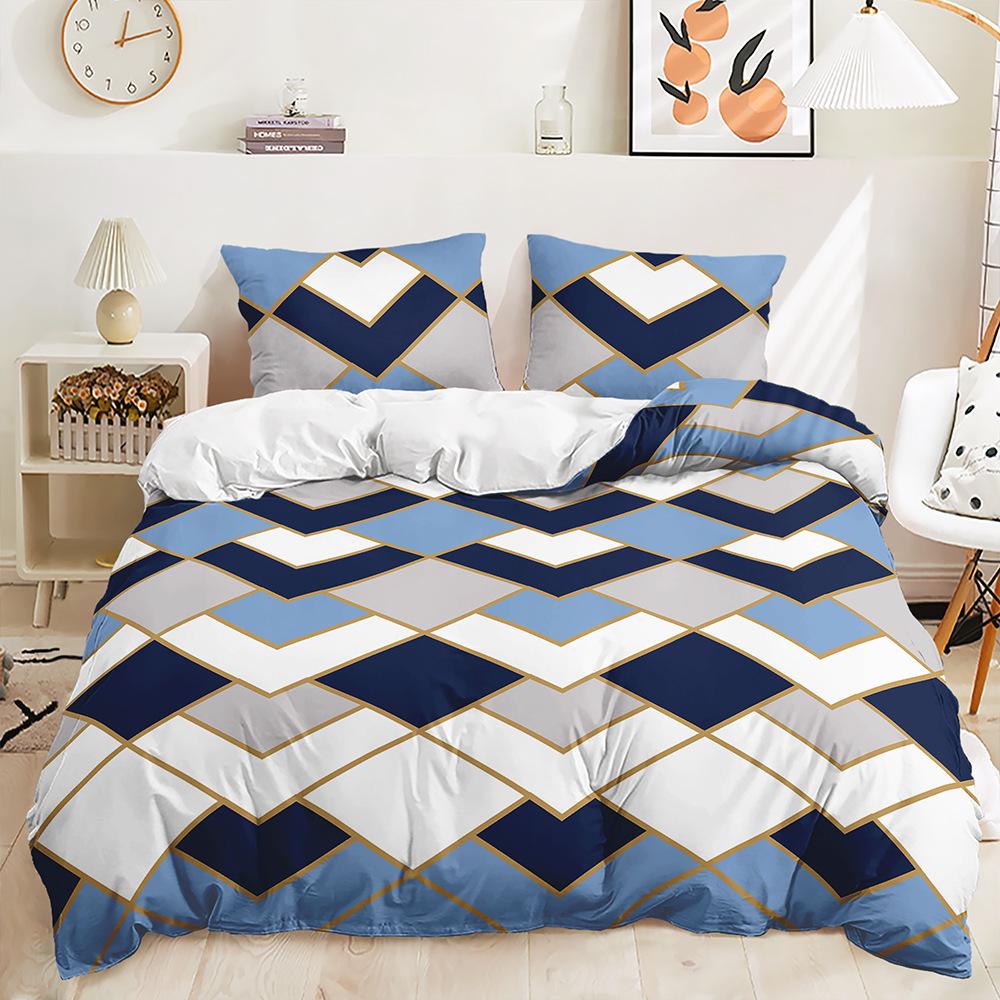 Quilt Cover Geometric Lines Modern Minimalist Style Digital Printing Three-Piece Bedding