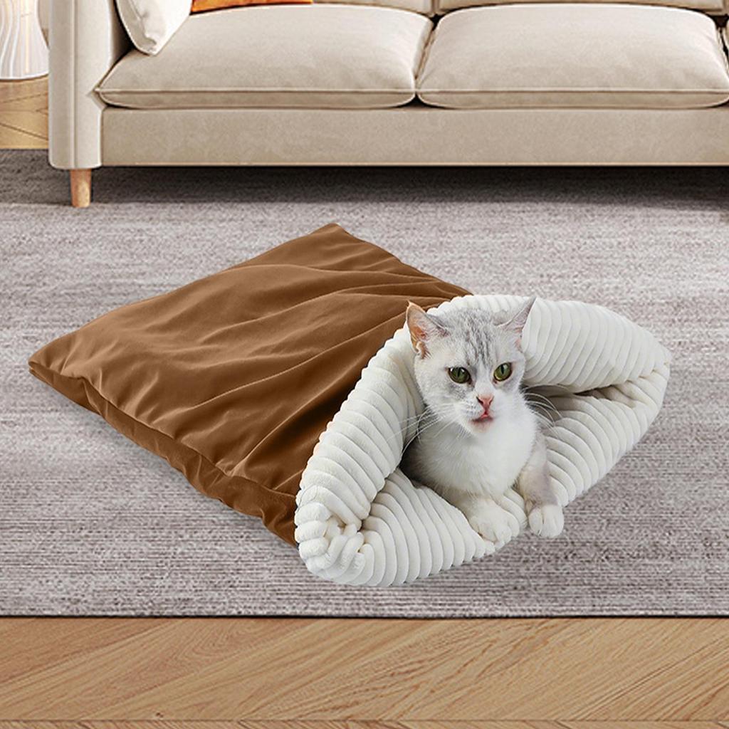 Cat Bed Cave Cozy Plush Cat Sleeping Bag Pet Snuggle Sack Warming Plush Nests For Rest Cuddle Hiding Travel Home Car Autumn