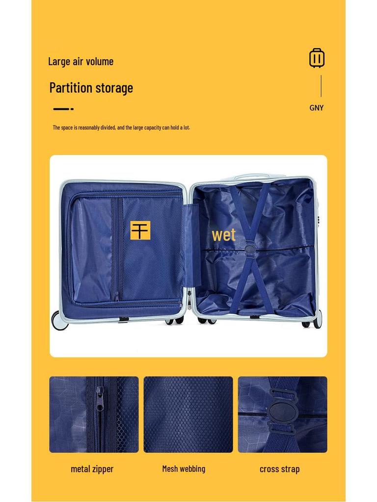 Lightweight Mini Trolley Suitcase with Combination Lock, 18-20 Inch - Ideal for Students and Kids.