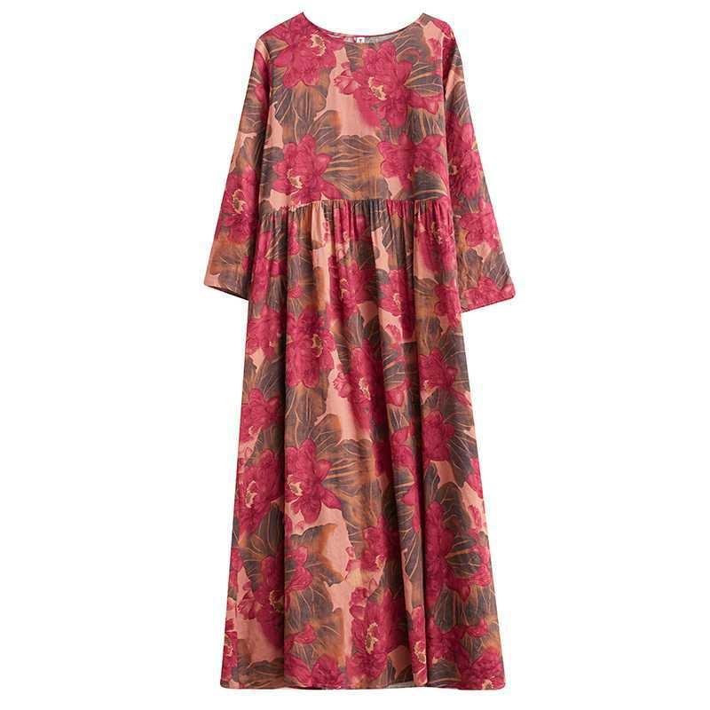 Vacation Style Travel Round Neck Vintage Dresses