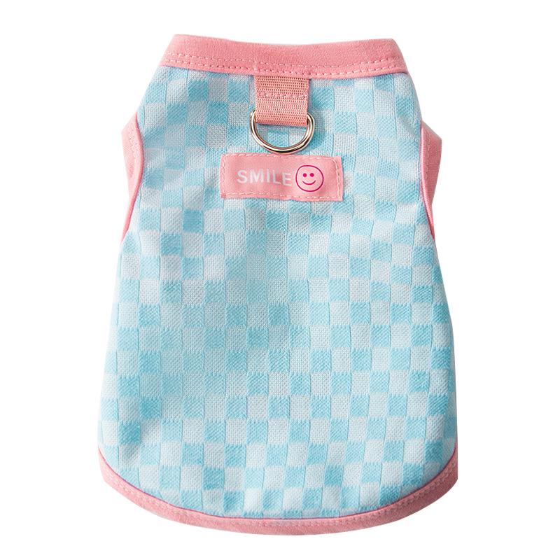Casual checkerboard vest small dog strap traction clothes dog spring summer puppy summer thin pet clothing
