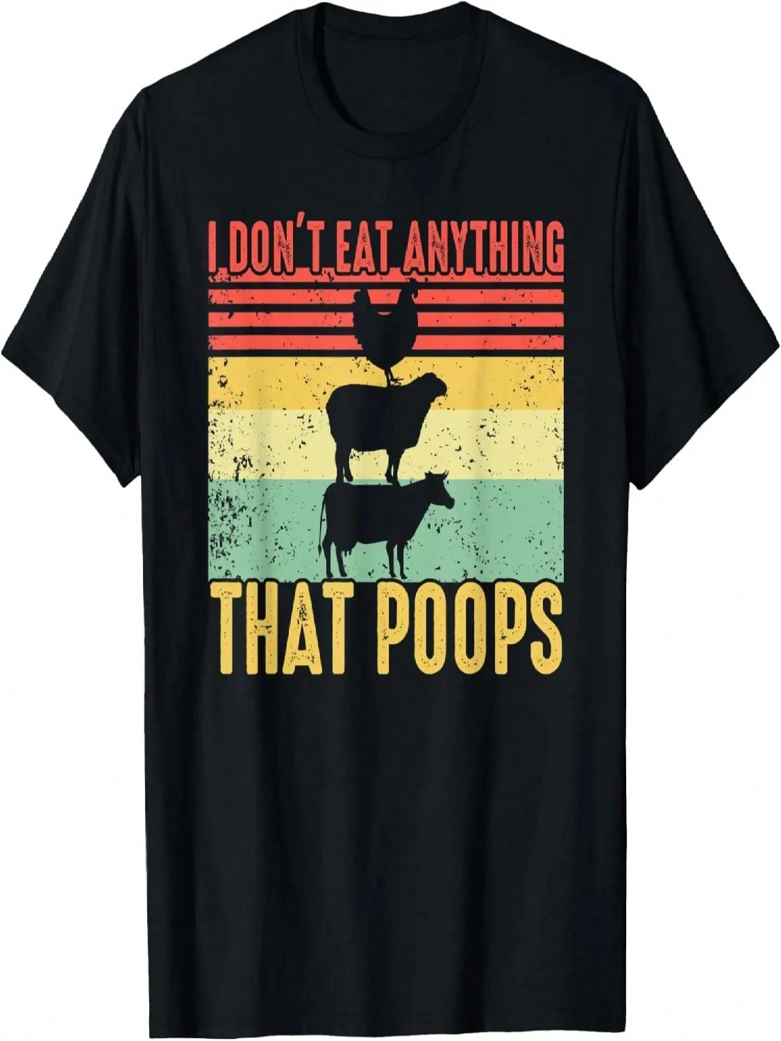 Retro Vintage I Don t Eat Anything That Poops -Funny Vegan T-Shirt S