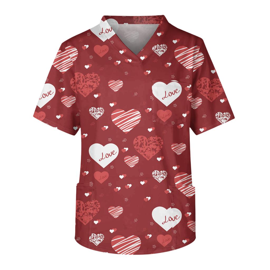 Men's Casual Short,Sleeved V,Neck Printed Front Pocket Top