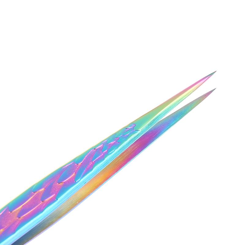 Tweezers For Eyelash Extension Colorful Stainless Steel Superhard Tweezers High Precision Anti-Static Makeup Tweezers