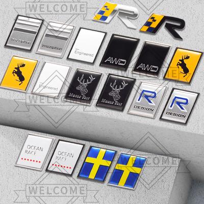 3D Car Stickers R Design AWD Moose Test Emblem Auto Body Badge Trunk Decal For XC90 XC40 S60 S90 V60 V90 XC60 Accessories