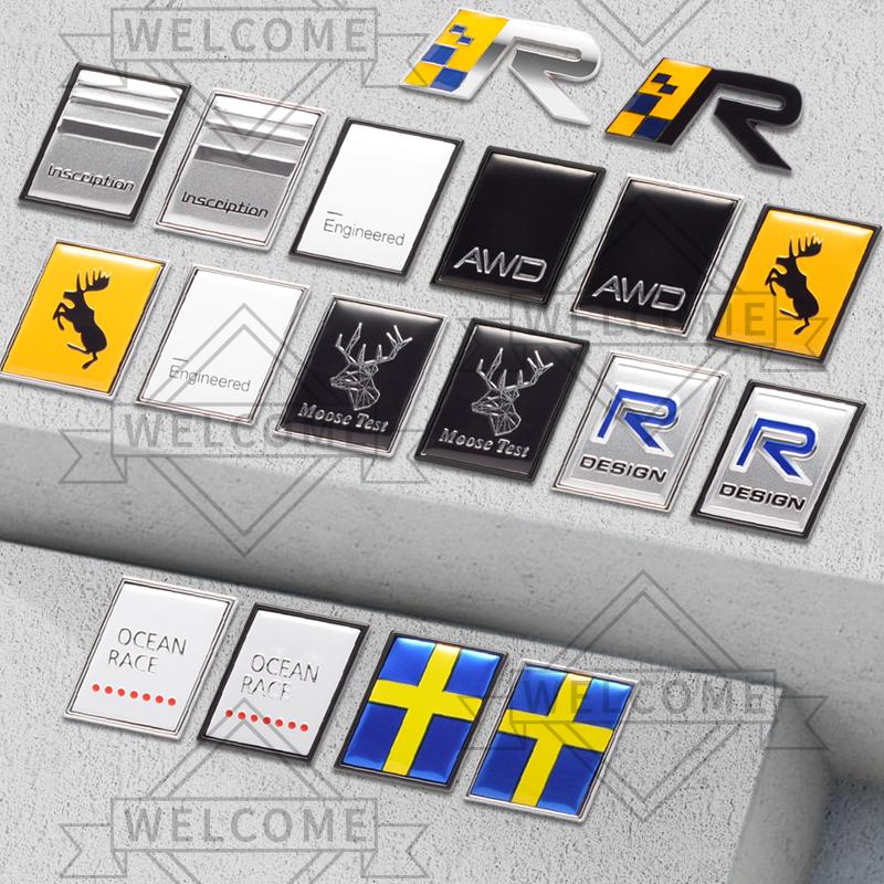 3D Car Stickers R Design AWD Moose Test Emblem Auto Body Badge Trunk Decal For Volvo XC90 XC40 S60 S90 V60 V90 XC60 Accessories