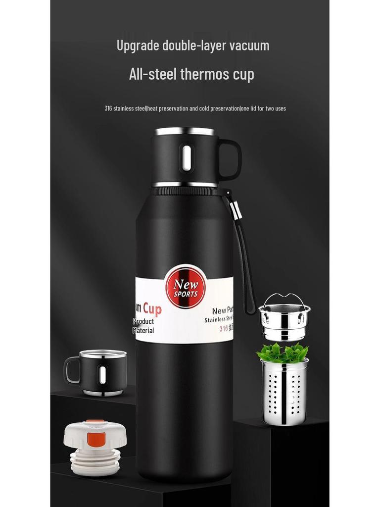 316 Stainless Steel Large-Capacity Insulated Travel Mug for Tea with Separation Feature