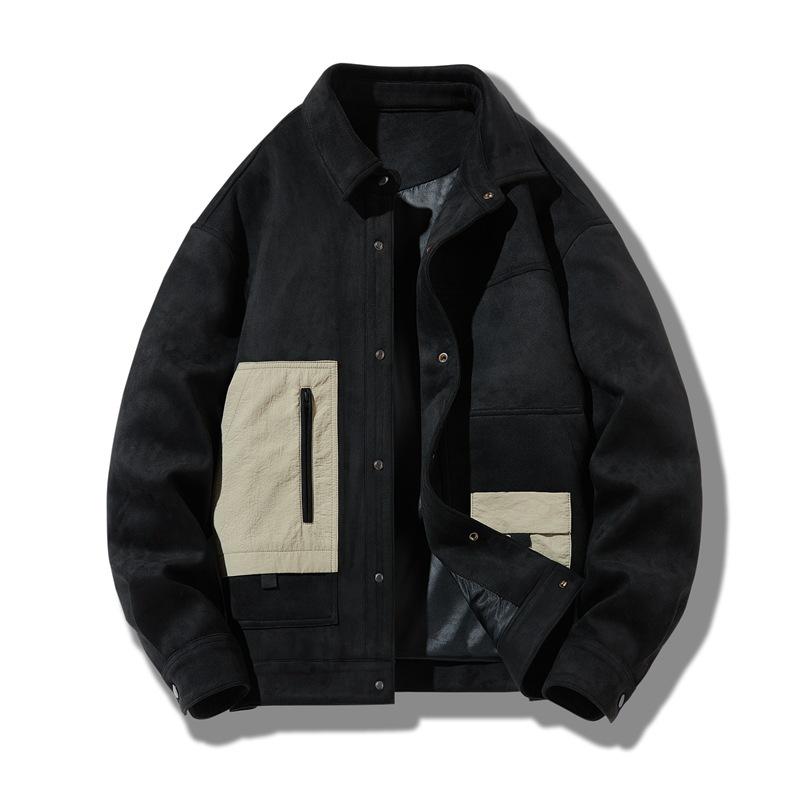 

Men s jacket men s spring and autumn lapel tops American vintage couple jacket M