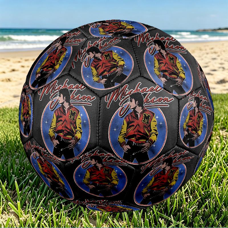 Michael Jackson Print Size 5 Soccer Ball, PU Wear Resistant Football for Match Training and Daily Practice, Birthday Gift for Soccer Fans
