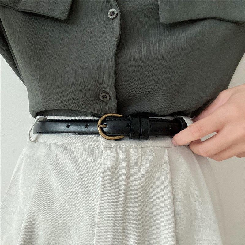Stylish Retro Black Waist Belt For Women With Copper Buckle Perfect For Casual Outfits