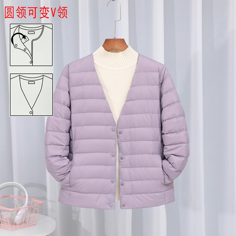 Winter New Down Jacket Women's Light and Thin Round Neck Slim V-neck Short Light Autumn Down Jacket