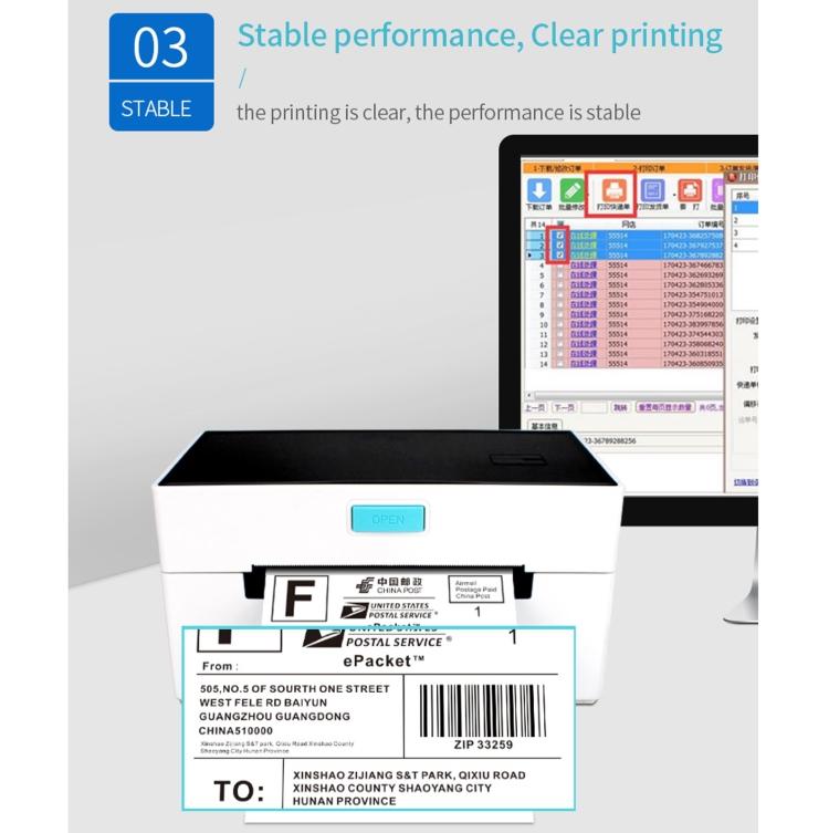 POS-9220 100x150mm Thermal Express Bill Self-adhesive Label Printer, USB + Bluetooth with Holder Version, EU Plug