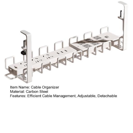 Under-Desk Cable Organizer Efficient Cable Management with Bracket And Hooks Drill-Free Clip-On Installation Home Desktop Accessory