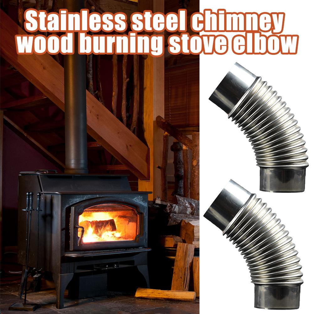 60mm Steel 45 Degree Elbow Chimney Pipe Stainless Steel Multi Flue Stove Pipe Outdoor Camping Chimney Liner Heater Exhaust Pipe