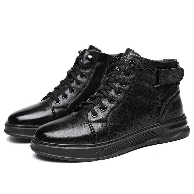 Shoes men's shoes autumn and winter Martin boots men's velvet warm leather high-top tooling shoes trendy British style short boots