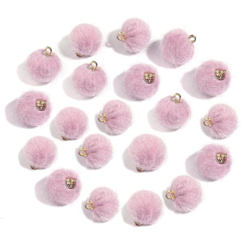 20pcs Plush Fur Covered Ball Beads Charms Multicolor Pompom Pendant For DIY Jewelry Making Necklace Bracelet Earring Accessories