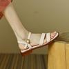 Mode Mode Vielseitiger Damenschuh Sommer Neu Quadratische Zehenpartie Flache Schuhe Komfort Rutschfest Damen Sandalen Einfache Weichbesohlte Damen Römerschuh