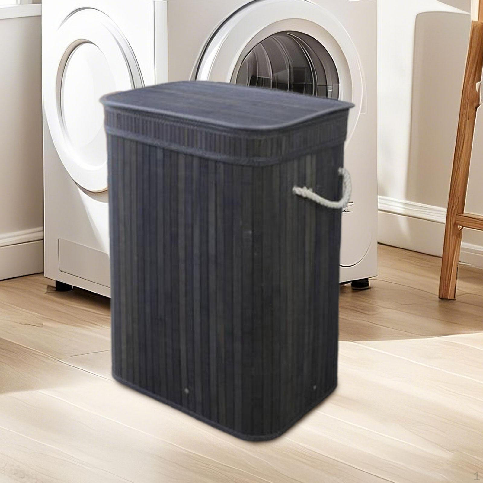 Bamboo Laundry Basket Dirty Clothes Hamper with Lid Storage for Nursery Dark Gray 5060₽