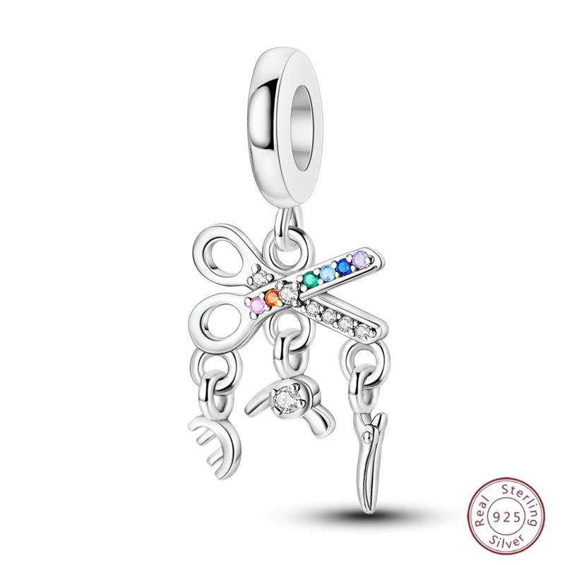 Copper Beaded Pendant Blue Shiny Zircon Suitable Original 3Mm Bracelet Women Fine Jewelry