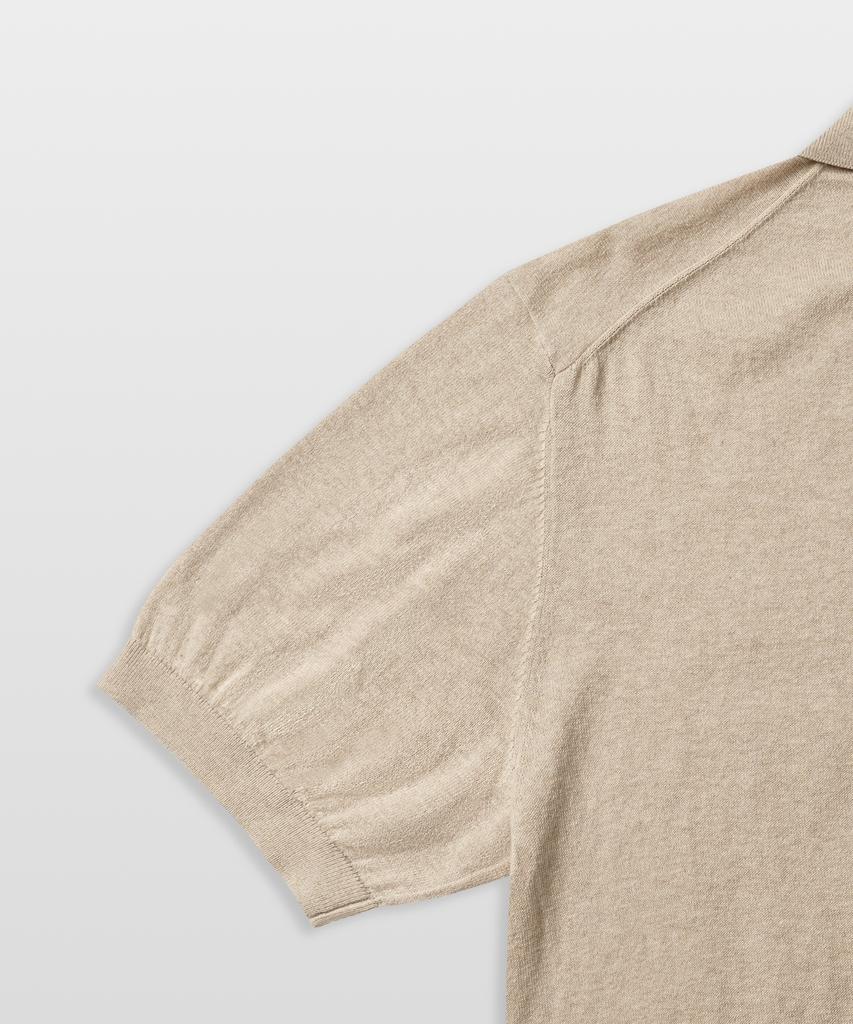 MANNERGRAM Nouvelle Fine Cashmere Cotton Polo Short Sleeve Knit Beige
