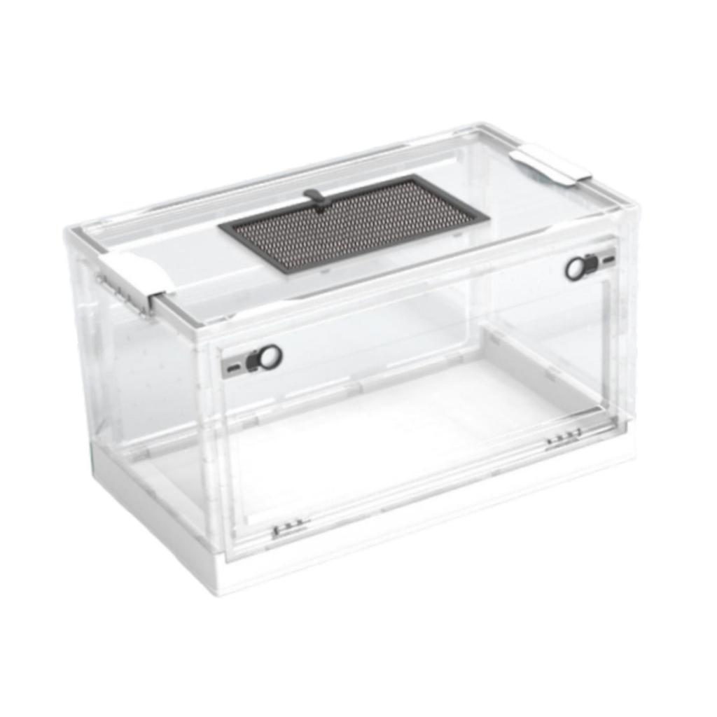 Transparent Foldable Reptile Terrarium Ventilated Box Multipurpose 360 Degree Viewing Portable Mesh Top Panel Breeding Tank
